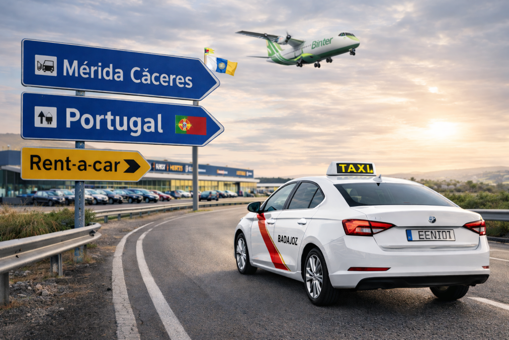 Taxi entrando en el Aeropuerto de Badajoz